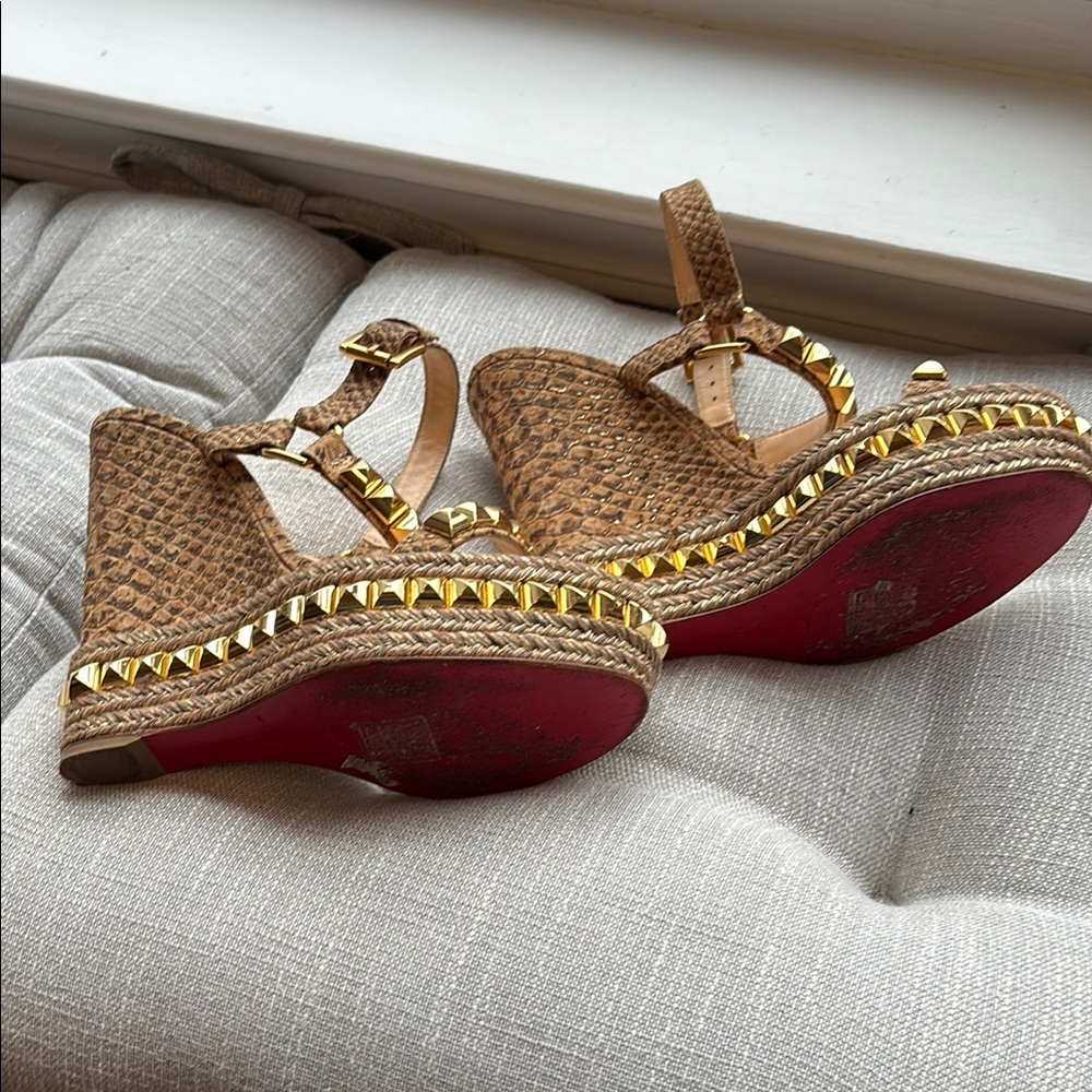 Christian Louboutin Brown and Gold Women's Sandals - Picture 6 of 6